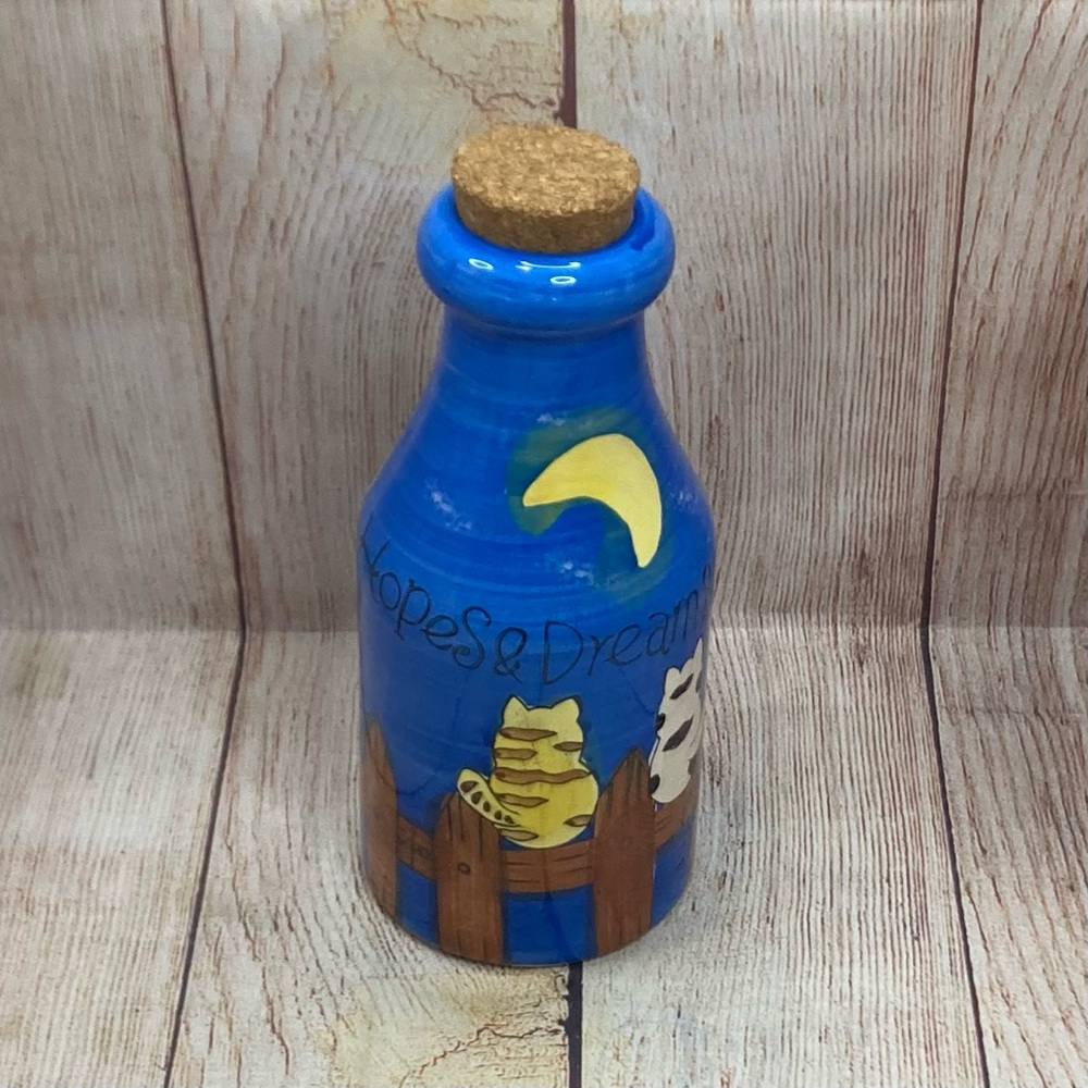 Hand Painted Piggy Bank Ceramic Hopes & Dreams Cat Pattern